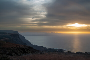 Sunset at viewpoint Mirador del Rio, Lanzarote