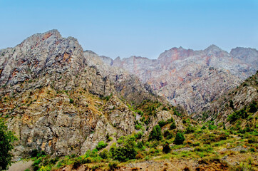 Uzbekistan mountain landscape. Foothills of the Pamirs.