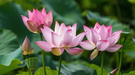 Obraz premium Pink Lotus Flowers in Bloom