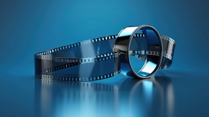 Film Roll on Blue Background