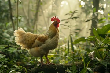 Full body view of Broiler Chicken in natural habitat, full body shot, full body View
