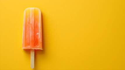 Peach Fuzz Popsicle on a summery yellow Background with Copy Space
