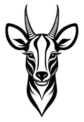 Gazelle antelope black and white isolated logo or symbol.Can be used as emblem or mascot for sports or other products.