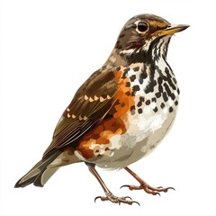 Fototapeta premium Thrush Artsy animal fashion cartoon isolated whitebackground
