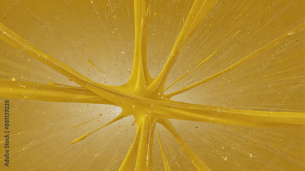 Poster abstract yellow paint splash with dynamic lines and vibrant artistic expression