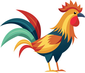 Vibrant rooster standing on grass