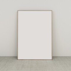 Wooden Blank Poster Frame Mockup on Carpet