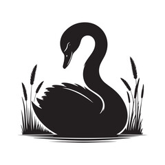 Swan bee silhouette vector illustration