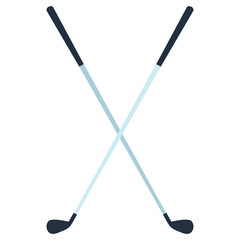 Pair of crossed iron golf club flat icon isolated on transparent background. Vector illustration