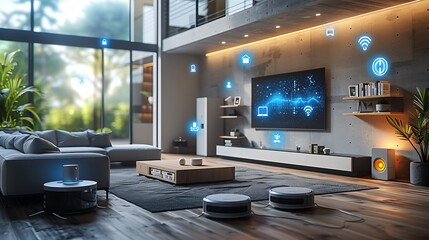 Modern smart home with devices 