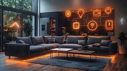 Modern smart home with devices 