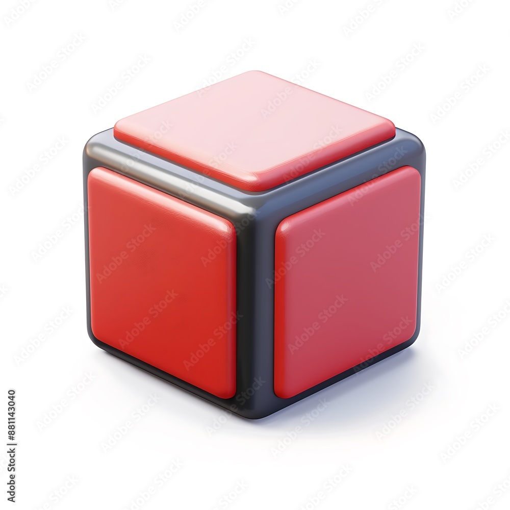 Aufkleber d rendering of a red and black cube isolated on white background