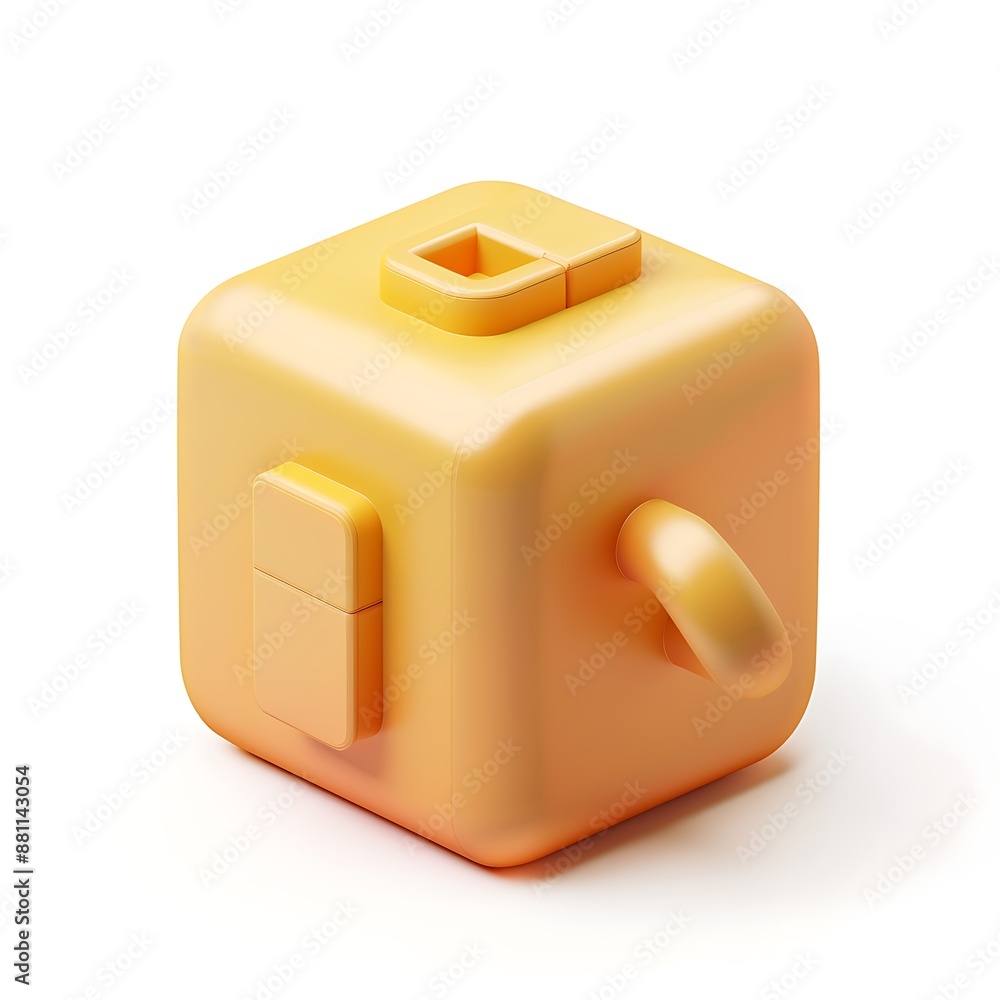Aufkleber d rendering of a yellow cube with a small door and a handle