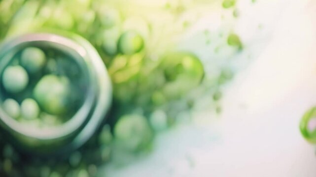 Watercolor painting of single-celled algae chlorella and spirulina with lipid droplets. Concept Algae Art, Watercolor Painting, Chlorella, Spirulina, Lipid Droplets