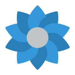 flower icon color or logo illustration flat color blue style