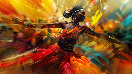 Vibrant Traditional African Dance Celebration Outdoors. Ethiopian New Year