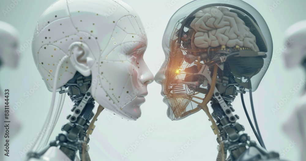 Aufkleber bionic humanoid robot artificial intelligence concept futuristic technology background design