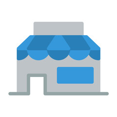 shop icon color or logo illustration flat color blue style	