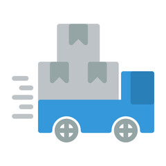 truck icon color or logo illustration flat color blue style