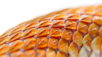Detailed Close-up of a Snake's Scales on Clear White Background