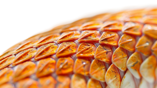 Detailed Close-up of a Snake's Scales on Clear White Background