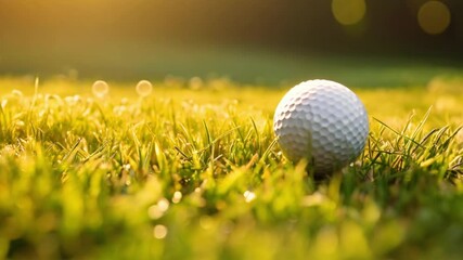 Iron club striking golf ball on tee in a close-up shot. Concept Golf Equipment, Sports Photography, Close-Up Shot, Iron Club, Striking Ball