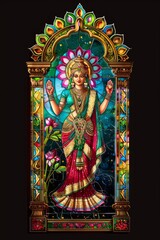 Fototapeta premium Radiant Goddess Lakshmi Stained Glass Artwork