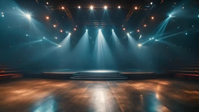 Stage is set: Spotlight awaits star performer. Concept Dance Performance, Stage Lighting, Showcasing Talent, Center of Attention, Performance Energy
