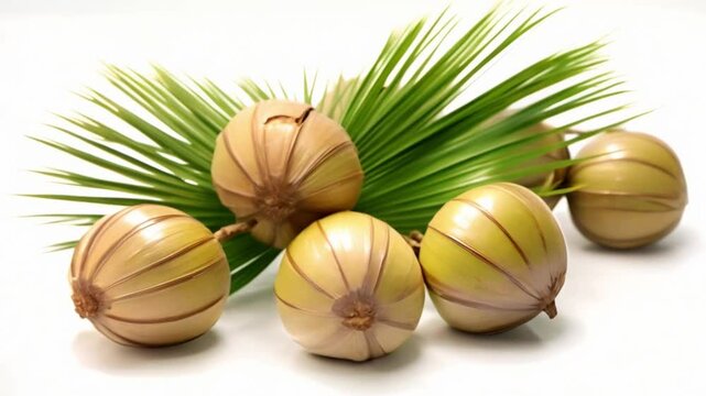 Saw palmetto on white background centered copy space selective focus. Concept Product Photography, White Background, Centered Composition, Selective Focus, Copy Space