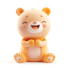 Cute D Cartoon Bear Isolated On White Background