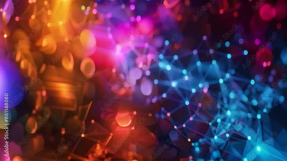 Poster abstract geometric background with glowing technology lines and blockchain connections. concept geom