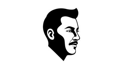 shape of a man face from side in vector, profile picture of a man with mustache