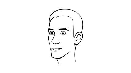simple shape of a persons face from little bit angle in vector