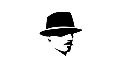 simple shape of a person with hat with eyes hidden in shadow of a hat