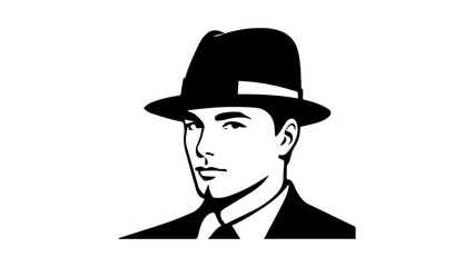 simple shape of a man with hat in vector