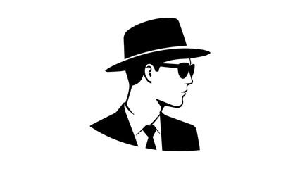 silhouette of a person with hat and glasses, vector illustration of a cool person 