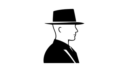 silhouette of a person with hat and suit, illustration of incognito sign with person in black hat and suite from profile, privacy