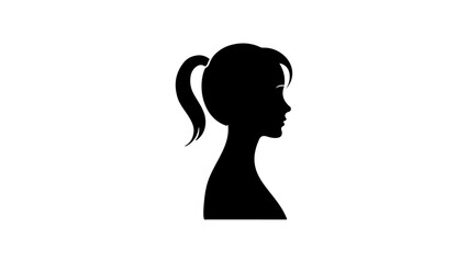 very simple shape of a woman in vector, shape of a woman with pony tail hairstyle in vector