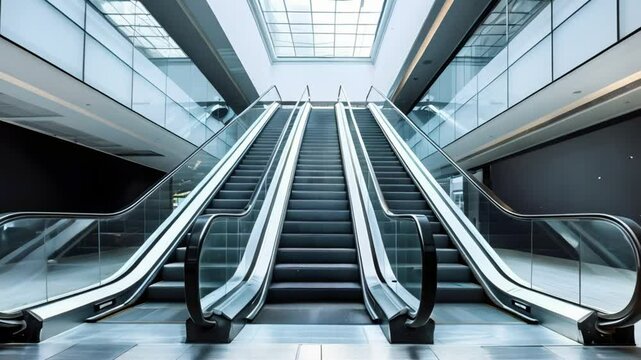 Deserted mall escalators create a silent and abandoned scene. Concept Abandoned spaces, Urban decay, Malls, Escalators