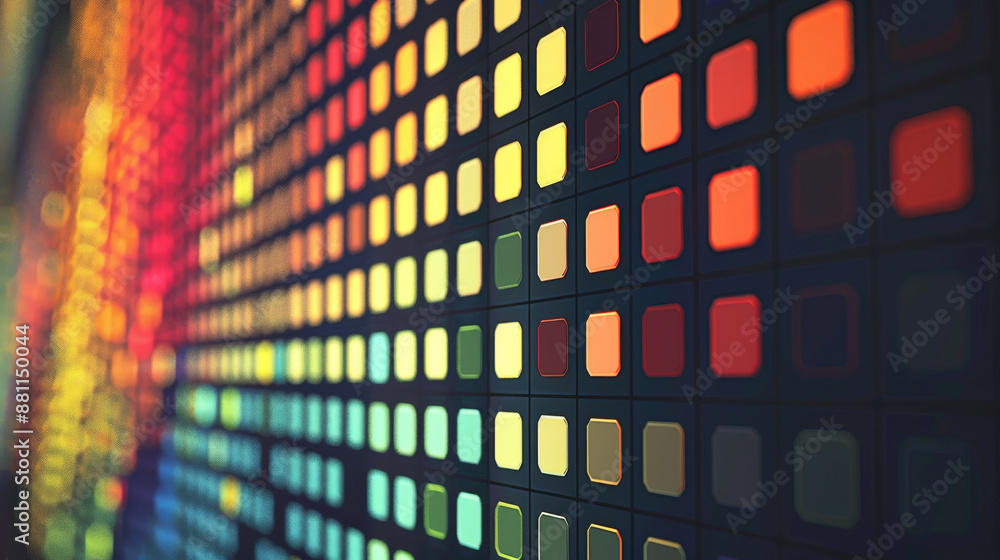 Poster a colorful image of squares with a rainbow background