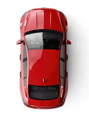 Fototapeta premium A high-angle shot of a bright red sports car on a road or track, suitable for automotive or racing themed designs