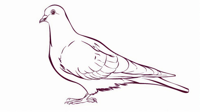 recommend clip art: Outline drawing of a pigeon on a white background. Hand-drawn bird illustration