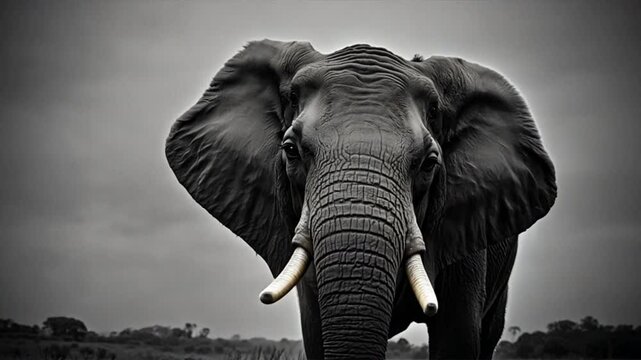 Elephant in black and white