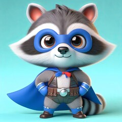 Fototapeta premium cute hero racoon Cartoon 3d Genearive AI