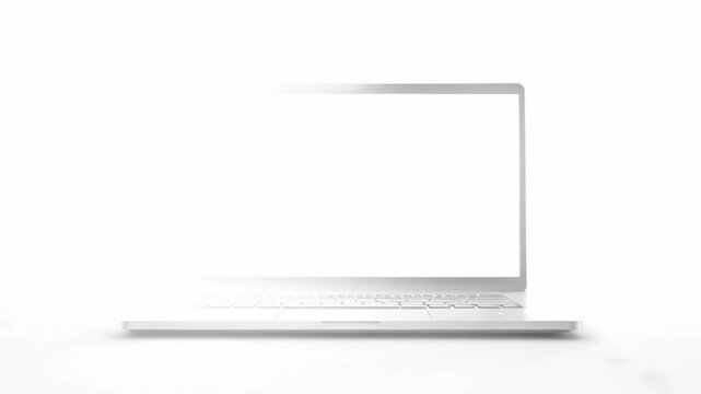 Mockup of laptop with blank screen on white background for design showcase. Concept Mockup, Laptop, Blank Screen, White Background, Design Showcase
