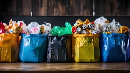 Challenges faced in waste recycling initiatives. Concept Waste management, Recycling processes, Environmental impact, Community engagement, Resource allocation