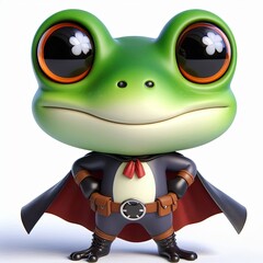 Fototapeta premium cute hero frog Cartoon 3d Generative AI
