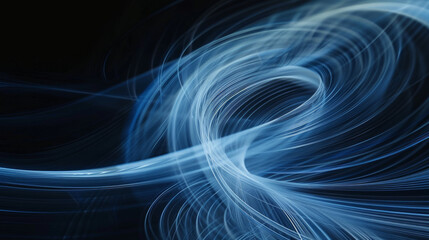 Naklejka premium Abstract lines in motion. Blue glowing lines show air flowing.