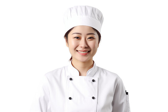 Women chef isolated on transparent background png cutouts. Images for graphic designers. Image for flyers. Topics related to cooking. Cooking world. Job offer. Recruitment..	