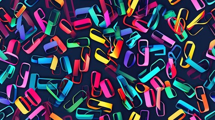 Colorful 3D shapes with a dark background